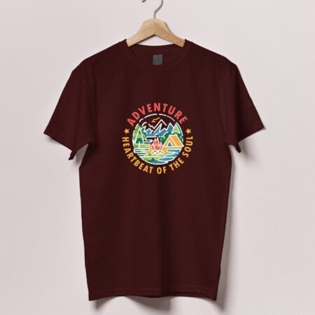 Adventure Heartbeat of the soul Tshirt - Maroon, XL